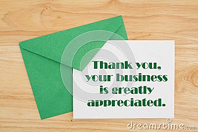 Thank You for your business message Stock Photo