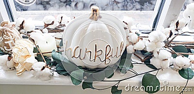 Thankful Gratitude Thanksgiving Autumn Pumpkin Stock Photo