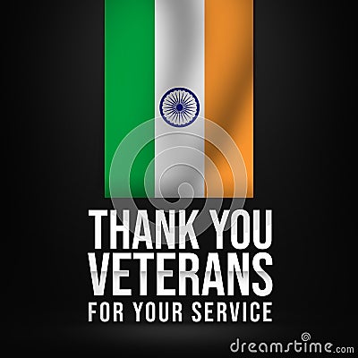 Thanking All Indian Veterans Background with Tricolor Flag. Abstract Indian Patriotic Backdrop Stock Photo
