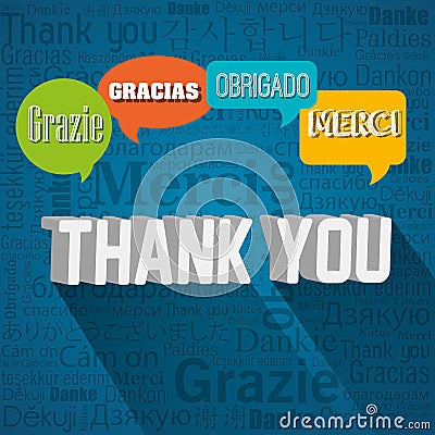 thanks in different languages design Cartoon Illustration