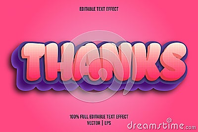 Thanks editable text effect comic style Vector Illustration