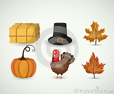 Thanks given icon set design Vector Illustration