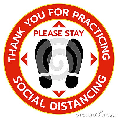 Thanks For Practicing Social Distancing Floor sticker Sign Vector Illustration