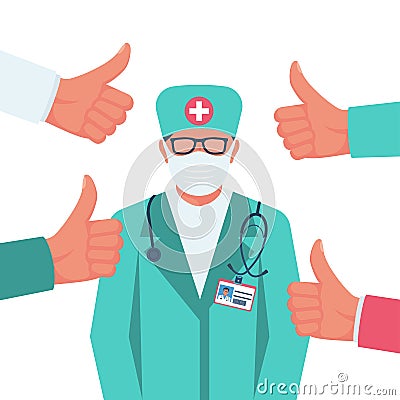 Thanks to the doctor. People thank the nurse Vector Illustration