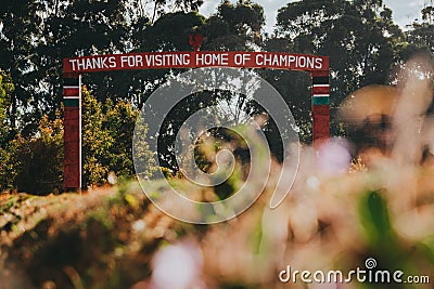 Thanks for Visiting Home of Champions. Gate at the entrance to the city of Iten, in East Africa. A city in Kenya where the world` Editorial Stock Photo