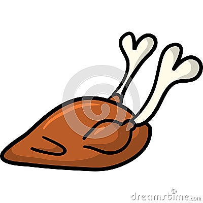 Thanksgiving appetizing fried turkey meal icon. Vector illustration Vector Illustration