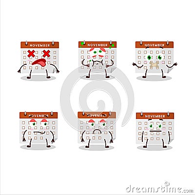 Thanksgiving calendar cartoon character with nope expression Vector Illustration