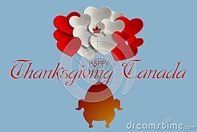 Thanksgiving Canada. The turkey is suspended from balloons Stock Photo