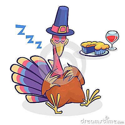 Thanksgiving cartoon turkey character Vector Illustration