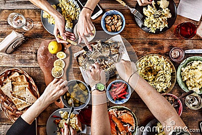 Thanksgiving Celebration Traditional Dinner Setting Food Concept Stock Photo