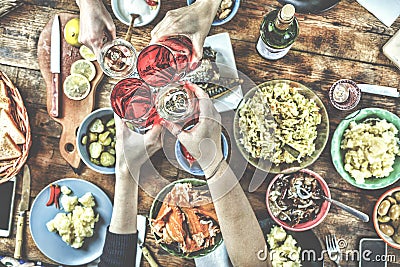 Thanksgiving Celebration Traditional Dinner Setting Food Concept Stock Photo