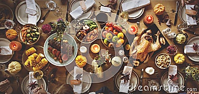 Thanksgiving Celebration Traditional Dinner Table Setting Concept Stock Photo