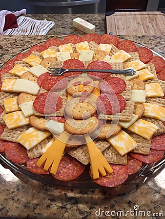 Thanksgiving Cheese and Cracker Tray Stock Photo