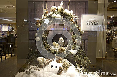 Thanksgiving Christmas decorations home deco store window Editorial Stock Photo