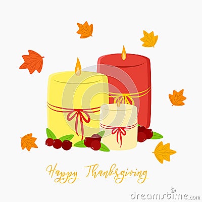 Happy Thanksgiving Colorful Candles Card Vector Vector Illustration
