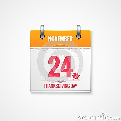 Thanksgiving Day calendar event background Vector Illustration