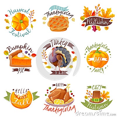 Thanksgiving day emblems Vector Illustration