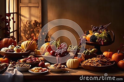 Thanksgiving Day Fall stilllife harvest background Stock Photo