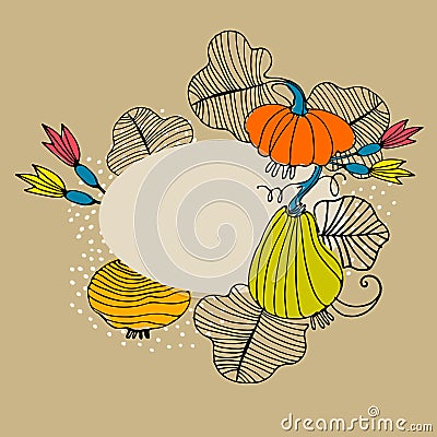 Thanksgiving Day frame with place for your text. Greeting card vector template Vector Illustration