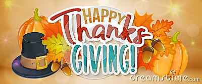 Thanksgiving day greeting banner Vector Illustration