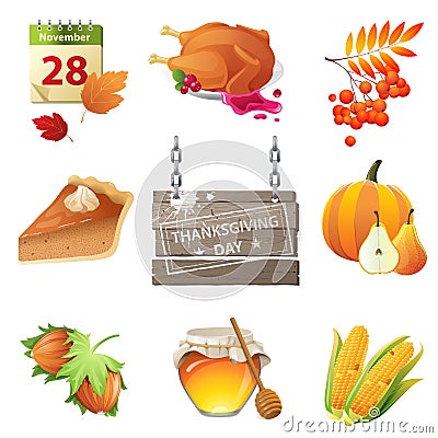 Thanksgiving day icons Vector Illustration