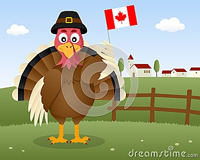 Thanksgiving Day Scene - Turkey Canada Vector Illustration