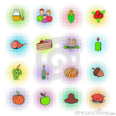 Thanksgiving Day set icons Vector Illustration