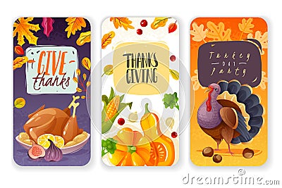 Thanksgiving day vertical banners Vector Illustration
