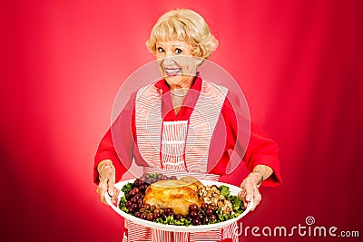 Thanksgiving Dinner with Grandma Stock Photo