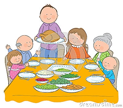 Thanksgiving Dinner Vector Illustration