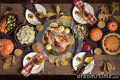 Thanksgiving dinner table Stock Photo