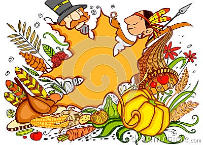 Thanksgiving Doodle Vector Illustration