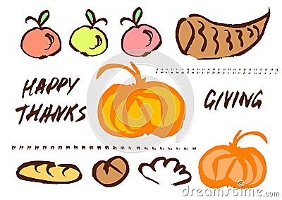 Thanksgiving doodle set Vector Illustration