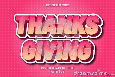 Thanksgiving editable text effect comic style Vector Illustration