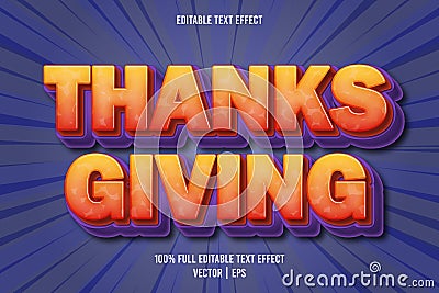 Thanksgiving editable text effect comic style Vector Illustration