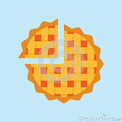 Thanksgiving element. vector illustration of homemade pies with pumpkin filling. great for bakery, pastry, confectionery menu Vector Illustration