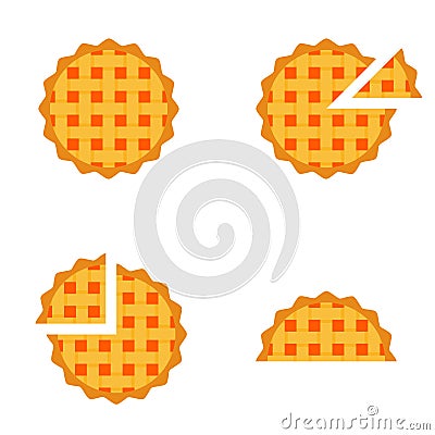 Thanksgiving element. vector illustration of homemade pies with pumpkin filling. great for bakery, pastry, confectionery menu Vector Illustration