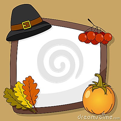 Thanksgiving Frame with Pilgrim Hat Vector Illustration