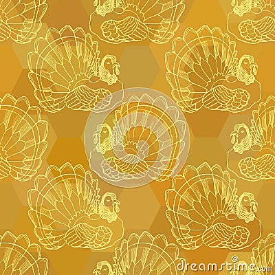 Thanksgiving graphic seamless pattern with turkey Vector Illustration