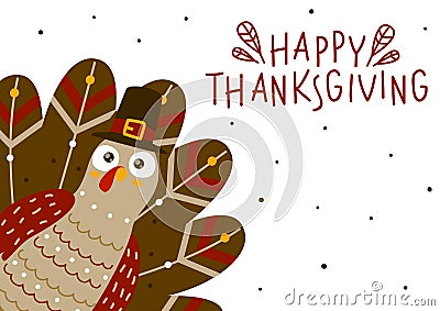 Thanksgiving greeting card with turkey Vector Illustration