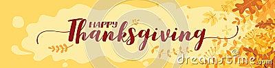 Happy Thanksgiving text calligraphy free hand Vector Illustration