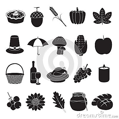 Thanksgiving and harvest icons Vector Illustration