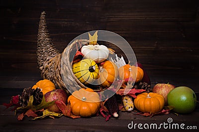 Thanksgiving or fall cornucopia Stock Photo