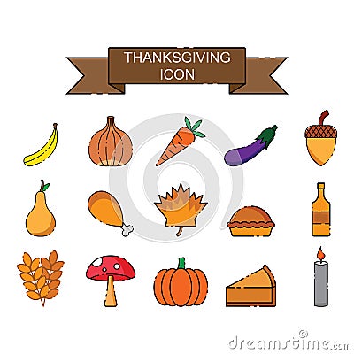 thanksgiving icon set vector Vector Illustration