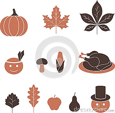 Thanksgiving icons Vector Illustration