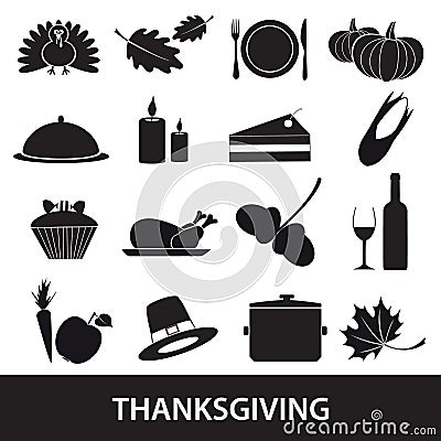 Thanksgiving icons set eps10 Vector Illustration