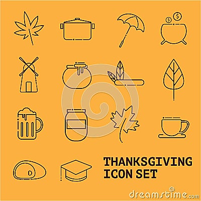 Thanksgiving icons set Stock Photo
