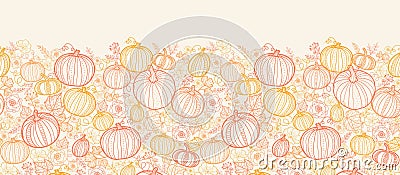 Thanksgiving line art pumkins vertical seamless Vector Illustration