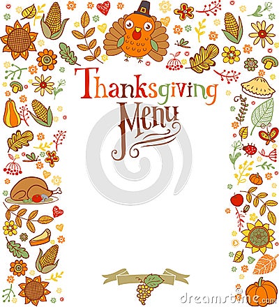 Thanksgiving menu card Vector Illustration