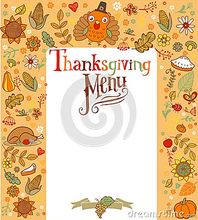 Thanksgiving menu card Vector Illustration